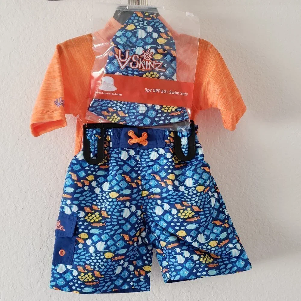 NWT - UV SKINZ 3 pc (Hat, Rashguard Top, Shorts) Swim & Rashguard - Size 12-18M